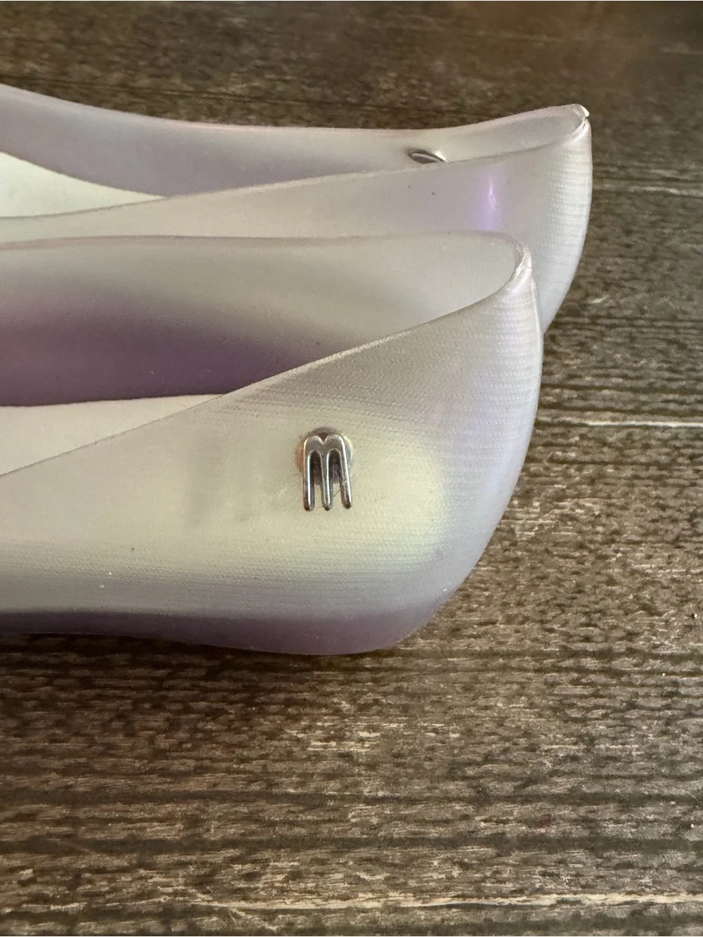 Mel by Mini Melissa Iridescent Light Pink Jelly Flats with Butterfly Accent 12